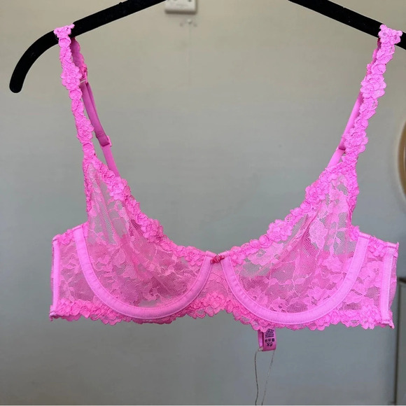 Skims Stretch‎ lace Intimates underwire scoop bra Pink BA-SCP-3575 size 36A - Picture 1 of 8